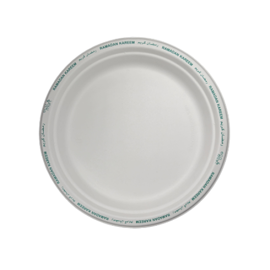 10" Round Plate (Ramadan Printed), 500 PCS, طبق دائري قابل للتحلل الحيوي مقاس 10 انش (مطبوع عليه رمضان)