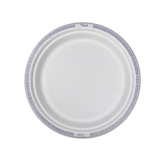 10" Round Plate (Zig Zag Printed), 500 PCS, طبق دائري قابل للتحلل الحيوي مقاس 10 انش (مطبوع بشكل متعرج)